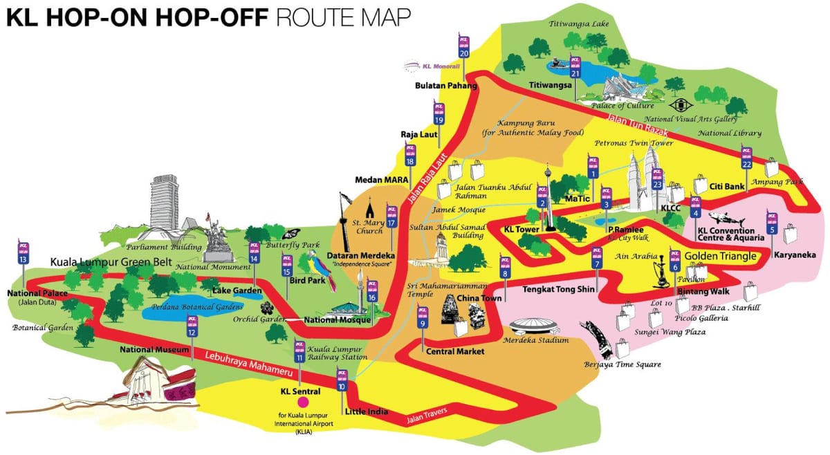 hop on hop off kuala lumpur mapa