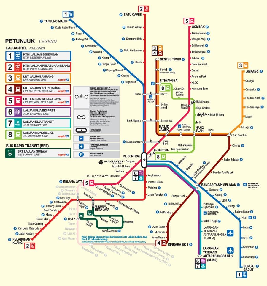 lrt línia mapa kuala lumpur
