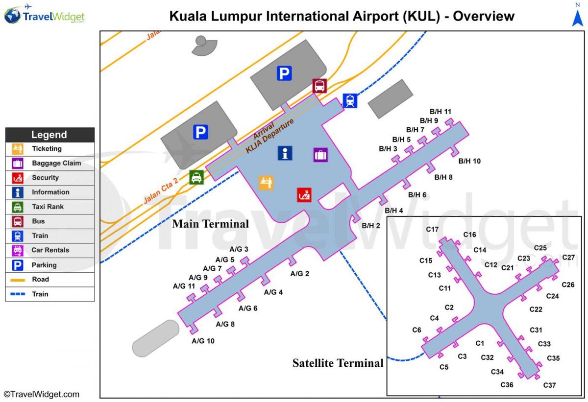 kl l'aeroport internacional mapa