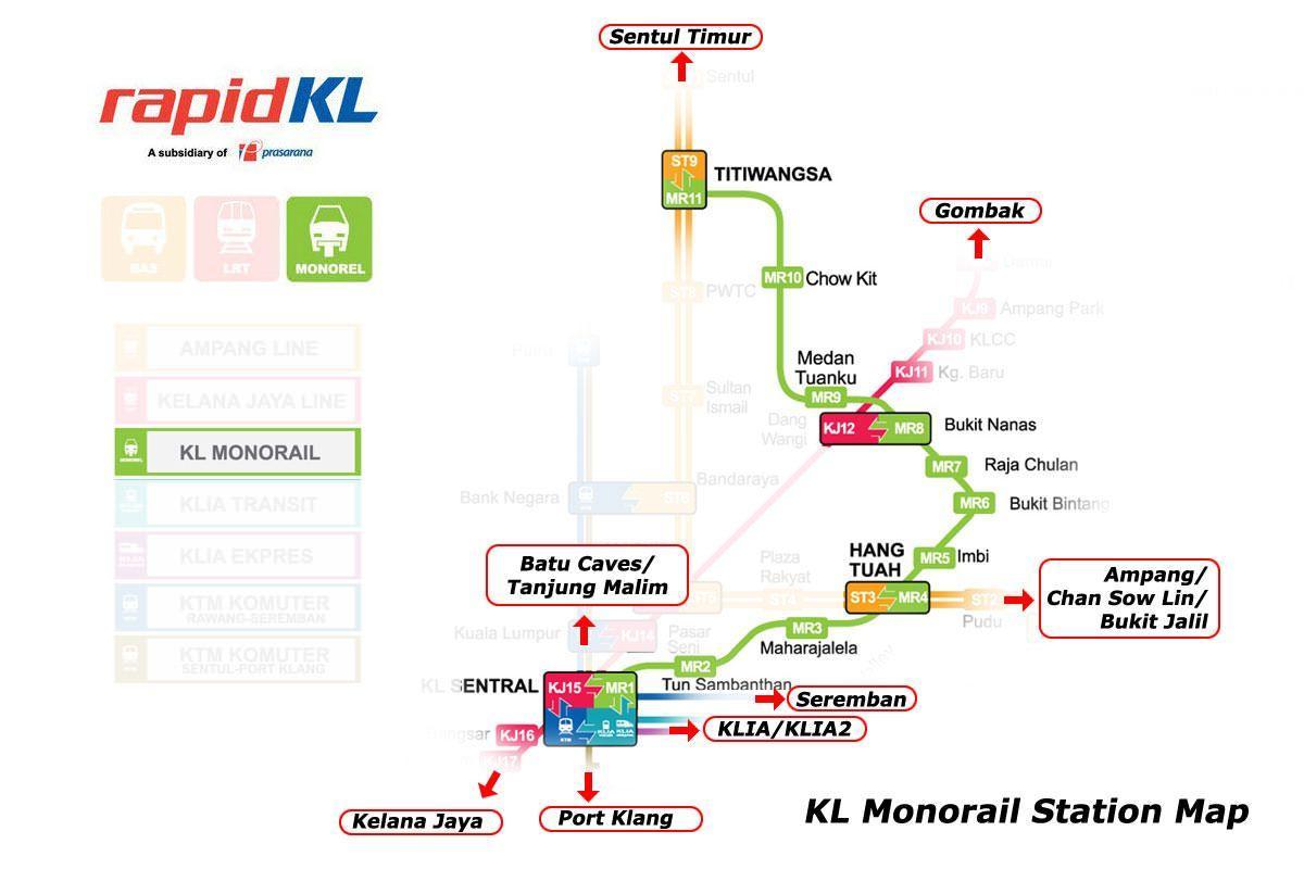 kl sentral monorail estació mapa