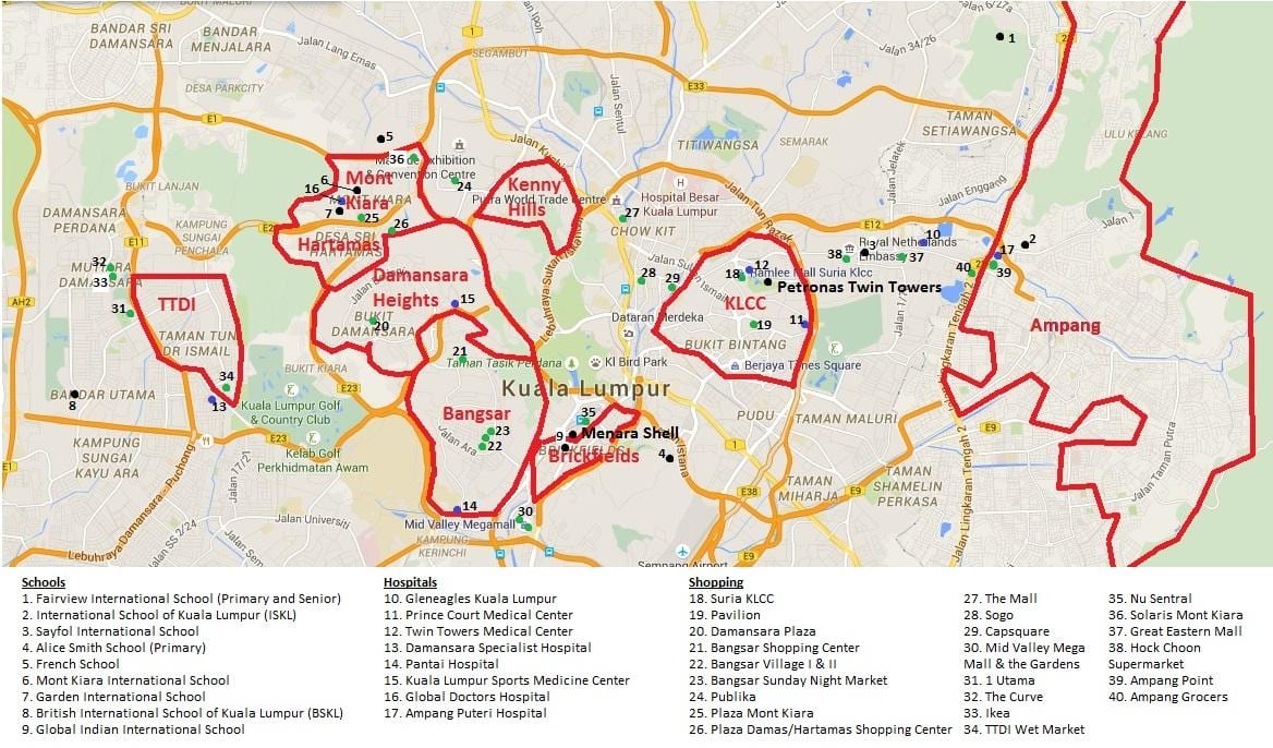 kuala lumpur plànol de la zona