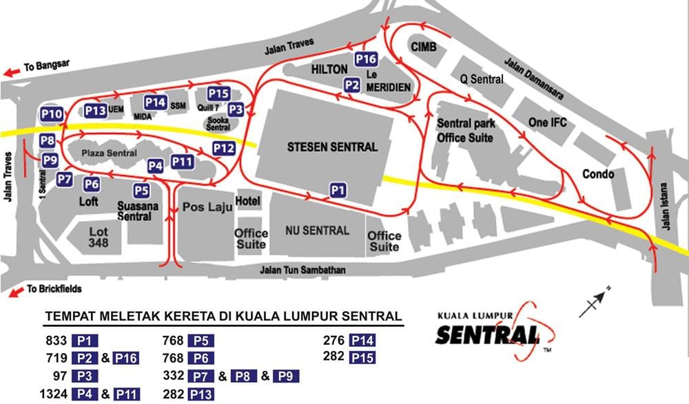 sentral estació de kuala lumpur mapa