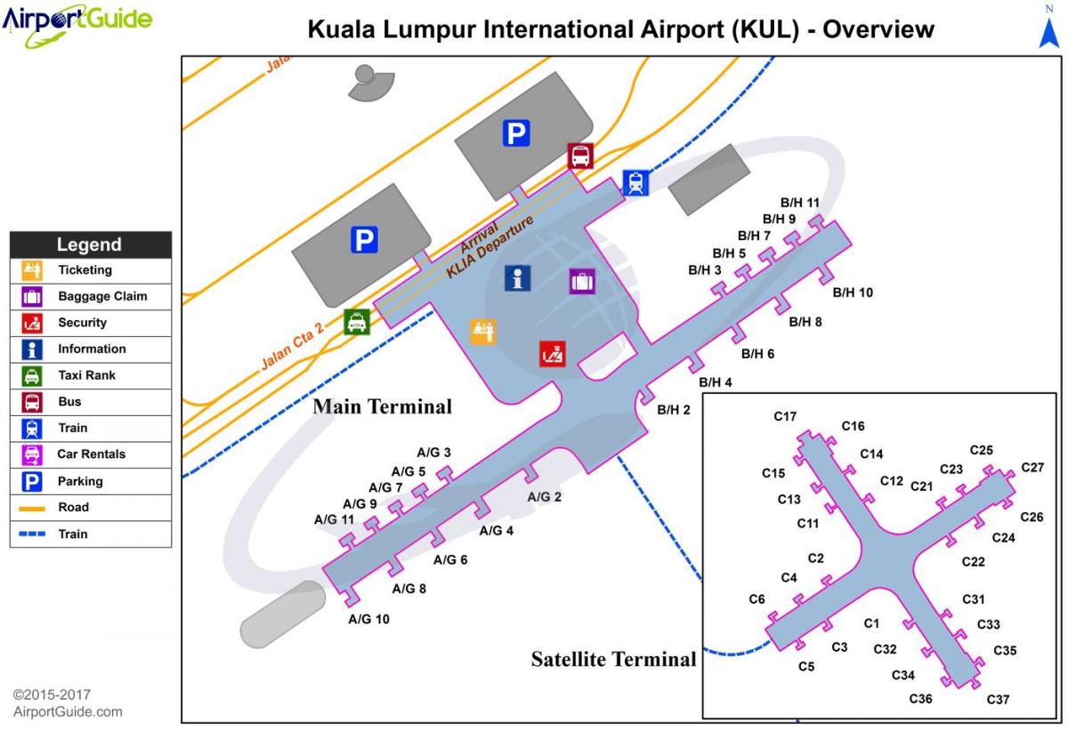 kuala lumpur internacional de la terminal de l'aeroport mapa