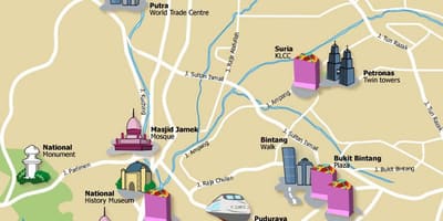 Kuala lumpur punts turístics mapa